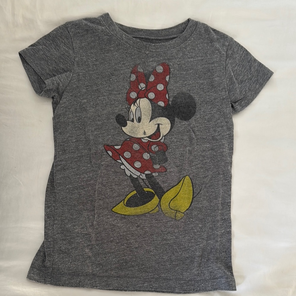 Disney x Crewcuts Minnie Mouse Gray Kids T-Shirt size 6/7